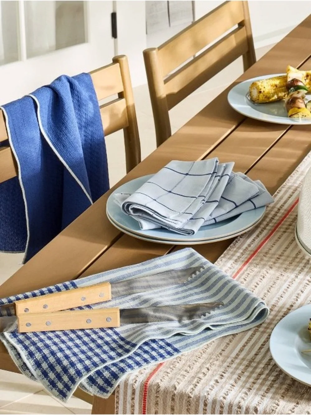 Hearth & Hand Blue and White Striped & Solid Kitchen Towel Set